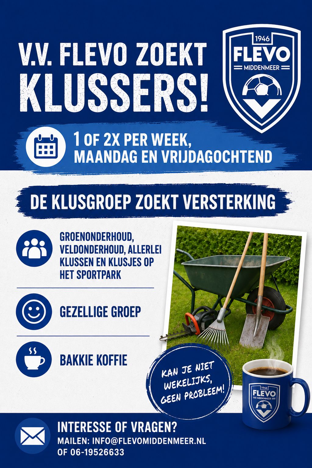 Klusgroep zoekt hulp!